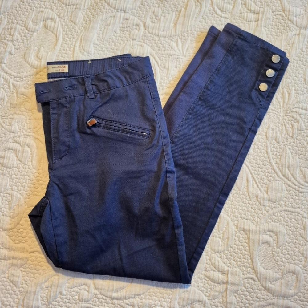 Zara girls size 11/12 navy blue pants, faux pockets, have stretch, vvguc